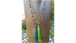 multi color ceramic beads tassels necklaces green blue